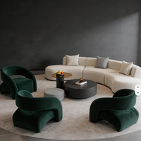 Ensemble de canapés modulaires incurvés avec fauteuils d'appoint, canapé lounge commercial en tissu incurvé et tissu bouclé, personnalisable