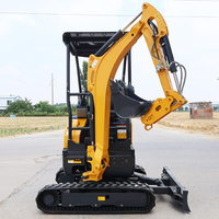 Mini-excavatrice Derette RT20 avec moteur Kubota, 1,5 tonne, petite pelle compacte sur chenilles pour projets de construction
