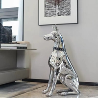 Sculpture d'animal réaliste de 75 cm de haute qualité, personnalisée en usine, chien en résine de fibre de verre créative, peinte à la main, marque JIAZHEN