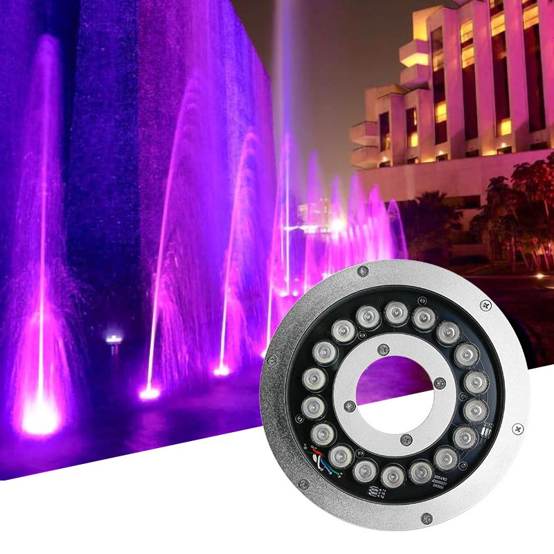 54W DMX Colorful LED RGB Light 316L Stainless Steel Large Pond Fountain Floating Waterfall Pool Underwater Lighting IP68 Rated