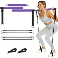 Kit de barre d'exercice Pilates avec rouleaux en mousse Bandes de résistance Bâton de barre de yoga