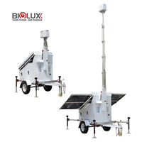 BIGLUX HiSTAR Trailer Solar de Alta Potência para CFTV com 3 Painéis Solares de 450W, Mastro Elétrico de 9m, Bateria Gel de 14400Wh e Segurança Remota