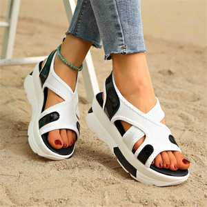 Sandali 2025 estivi <span class=keywords><strong>con</strong></span> zeppa a punta aperta da <span class=keywords><strong>donna</strong></span> <span class=keywords><strong>scarpe</strong></span> sportive Casual in <span class=keywords><strong>Velcro</strong></span> <span class=keywords><strong>con</strong></span> suola spessa Slip-On per il sud-est - Product Image 2