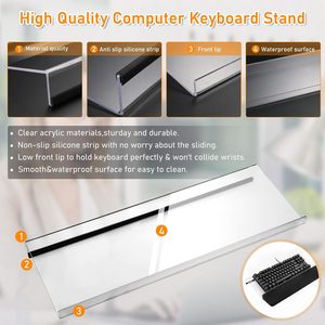 Acrylic Keyboard Riser Holder Tilt Ergonomic Computer Keyboard Stand with Keyboard <strong>Wrist</strong> <strong>Rest</strong> for Desktop - Product Image 2
