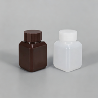 Bouteille carrée en plastique pour réactifs, flacon en plastique pour liquides, pilules, conteneur d'échantillons de laboratoire avec bouchon à vis
