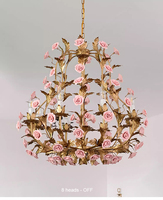 Lustre suspendu MEEROSEE MD98060 en or rose, élégante rose de plafond en forme de fleur rose pour la maison et le bureau