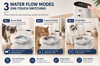 Fontaine à eau intelligente pour animaux de compagnie avec capteur, 3,2 L, batterie 4000 mAh, acier inoxydable 304, filtre à 4 étapes, distributeur d'eau pour chat et chien