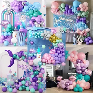 Custom Mermaid Theme Balloon Arch Garland Kit Purple Blue Balloon Arch Kit Mermaid Foil Balloon Girl Birthday Party Decorations