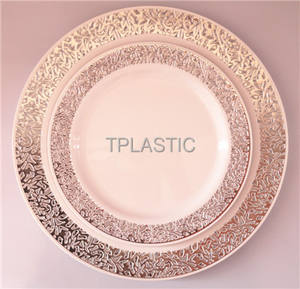 مجموعة عشاء بلاستيكية يمكن التخلص منها طبق مطعم قابل لإعادة الاستخدام مع ختم الدانتيل الساخن - Product Image 2