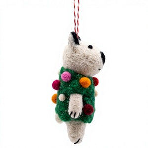 Best Himalaya Handmade Certified Wool <b>Felt</b> Polar Bear Christmas Holiday Wall Hanging Ornament Eco-Friendly Indoor Traditional - Product Image 3