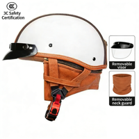 Nouveau casque de moto vintage demi-face pour hommes et femmes, en ABS, toutes saisons, pour la sécurité à moto et en véhicule électrique