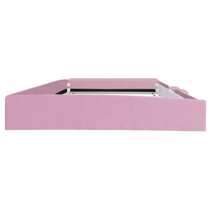 Sofá Cama Moderno Tapizado en Terciopelo Ecológico con Escaleras, Almacenamiento con Elevación a Gas, Otomana y Barandillas Acolchadas en Contraste Rosa+Blanco - Product Image 4