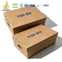 Boîtes à fruits de mer pliables personnalisées, imperméables et enduites de cire, pour l'emballage de poissons frais et congelés, fabricant de cartons ondulés en deux parties