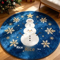 Tapis de sol circulaire en fausse fourrure de cachemire pour Noël, motif sapin de Noël, pour salon, canapé, entrée, absorbant et antidérapant