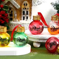 Bouteille en plastique PET transparente en forme de petite boule avec couvercle argenté pour décorations de Noël suspendues, idéale pour bière, whisky, soda et boissons énergisantes - Vente en gros