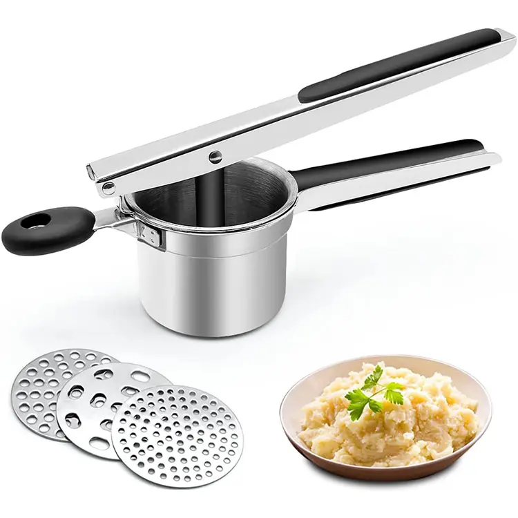 Utensile da cucina sicuro per lavastoviglie spremiagrumi strumento da cucina in acciaio inossidabile Ricer per patate con 3 dischi