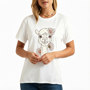 T-shirt à manches courtes pour femme en coton 180g, col rond, coupe ample, décontracté, basique, 100% coton - Product Image 1