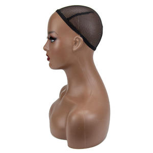 Maniquí realista negro de parte superior del cuerpo con hombros, modelo con correa de cadena, soporte inflable para exhibición de pelucas, molde de plástico para bufandas de seda, accesorio fotográfico - Product Image 5