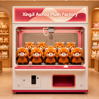 Vente chaude d'usine : Peluches mignonnes Panda roux avec pendentif pièce de monnaie, 8 pouces, pour cadeaux de fête et prix de machines à griffes d'arcade