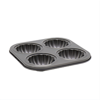 Moule à madeleines en acier au carbone antiadhésif à 4 cavités, forme coquille, facile à démouler, plaque de cuisson festonnée pour four