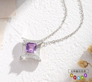 จี้สร้อยคอรูปดาวหินธรรมชาติทรงสี่เหลี่ยมขนาด 5 มม. 9 ชิ้น เงินแท้ 925 ป้องกันการหมอง สำหรับผู้หญิง - Product Image 2