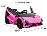 Voiture à pédales rose 12V pour enfants de 2 à 4 ans et de 5 à 7 ans, jouet en plastique à piles avec télécommande