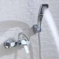 Robinet de baignoire chromé économique et durable en laiton ensemble de mélangeur de douche de salle de bain eau chaude et froide avec pommeau de douche