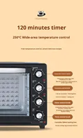 Four à convection électrique en aluminium de grande capacité 42L 2000W avec minuterie, fonctions de grillage et de réchauffement pour la cuisson à domicile