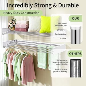 <b>Wall</b> <b>Mounted</b> Foldable <b>Clothes</b> Drying Rack Retractable Laundry Hanger Balcony <b>Clothes</b> <b>Airer</b> - Product Image 5