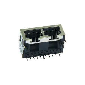 מחבר יציאת רשת RJ45 יציאה כפולה 10P10C ללא אור עם יציאת רשת אלסטית נקבה מושב רשת נקבה תעשייתי רפואי