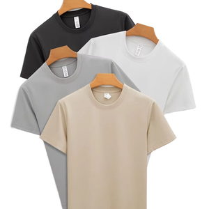T-shirt pour homme en coton tricoté à manches courtes et col rond personnalisable, de haute qualité, respirant, décontracté, pour l'été - Product Image 1