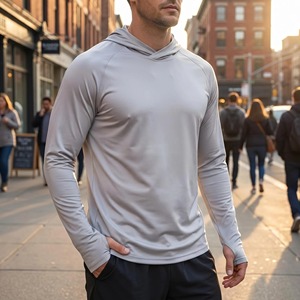 Chemise <span class=keywords><strong>de</strong></span> sport à capuche pour <span class=keywords><strong>homme</strong></span> UPF 50+, séchage rapide, manches longues, protection solaire pour la pêche, la randonnée, la course à pied - Product Image 5