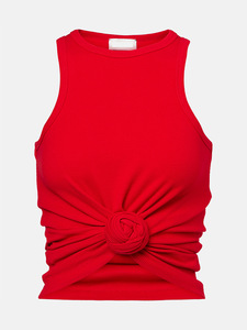T-shirts femme Nouveau haut sans manches noué à fleurs torsadées pour l'été 2025 Gilet élastique slim en pur coton pour femme corset crop top - Product Image 2