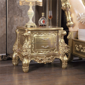 סט חדר שינה עיצוב ריהוט ריהוט בית זהב מפעל אספקת יד מגולף עץ מודרני יוקרה קלאסי קינג גודל חדר שינה - Product Image 5