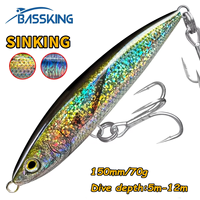 Leurre crayon coulant BASSKING 150mm 70g, appât bionique pour eau salée, pour la pêche au brochet, au thon, au maquereau, au bar, au mahi-mahi, au grouper et au wahoo