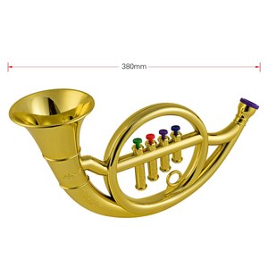 Instrumento <span class=keywords><strong>Musical</strong></span> de Viento, Trompa Francesa para Niños Pequeños, Trompa Metálica Dorada de ABS con 4 Teclas de Colores - Product Image 4