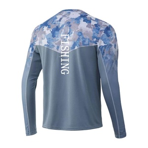 เสื้อยืดตกปลาแขนยาวสำหรับแข่งขัน สีน้ำเงิน รุ่นใหม่ล่าสุด ลดราคาพิเศษ ผลิตจากโพลีเอสเตอร์ 88% สแปนเด็กซ์ 12% ขายส่งเสื้อผ้าตกปลา - Product Image 4