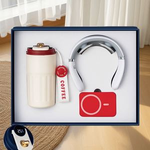 Promotional Product: Exquisite Blue Series 3-in-1 Power Bank+Neck Massager+Cup Customized Logo Color Mobile Power Gift Set - Product Image 4