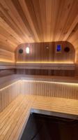 Kit de Sauna Exterior en Forma de Cubo, de Cedro Rojo, para 4 Personas, Completo con Estufa, Bancos, Puerta y Ventana