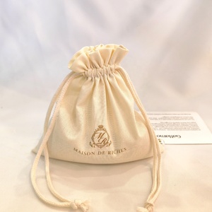 Custom Logo Printed Round Bottom <strong>Cotton</strong> Linen Candle Dust Bag Gift Packaging Drawstring Pouch <strong>Cotton</strong> - Product Image 2
