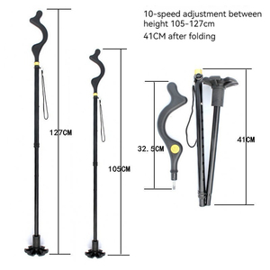 Bastón plegable multifuncional para ancianos <span class=keywords><strong>con</strong></span> luz LED y alerta, bastón ajustable para <span class=keywords><strong>caminar</strong></span> <span class=keywords><strong>con</strong></span> <span class=keywords><strong>dos</strong></span> asas - Product Image 2