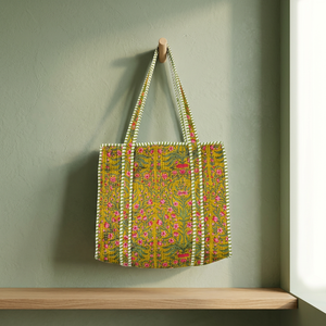 Sacs fourre-tout en coton brodés à la main, imprimés, design indien traditionnel, faits à la main, grande capacité, sacs de rangement - Product Image 3