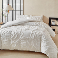 Ensemble de housse de couette en jacquard brodé en 3D avec motif de rose, style shabby chic, blanc, ensemble de mariage, livraison directe, ensemble de housse de couette