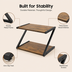 ชั้นวางของแบบ X-Frame 2 ชั้น สไตล์เรียบง่าย ทำจากไม้และโลหะ สำหรับจัดเก็บหนังสือ ของตกแต่ง แก้วน้ำ ใช้ในบ้านหรือสำนักงาน - Product Image 3
