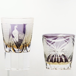 11 oz luxe japonais Edo Kiriko verre gravé whisky gobelet à l'ancienne violet ambre roches glacées 320ml avec boîte-cadeau - Product Image 2