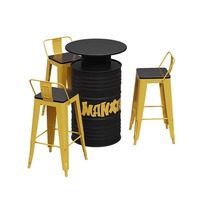 Ensemble de meubles de bar à pôle élevé de style industriel fer durable avec tambour à huile créatif caractéristiques de conception table et chaise avec dossier