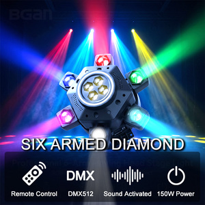 Projecteur de scène LED à 6 bras avec télécommande/contrôle DMX, stroboscope activé par le son pour <span class=keywords><strong>DJ</strong></span>/fêtes/festivals - Product Image 1