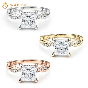 Anillo de Compromiso Goldleafgem Personalizado con Moissanita de Corte Marquesa de 1CT 2CT, Chapado en Plata S925, Certificado por Terceros, Regalo Moderno - Product Image 1