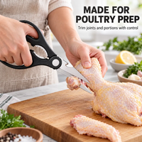 Ciseaux de cuisine multifonctionnels en acier inoxydable, robustes, pour couper les os de poulet, les poils de poisson, 3 lames