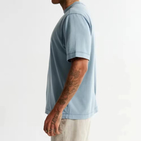 Camiseta de punto de patrón sólido de gran tamaño con estampado de hombro caído informal urbano de algodón GSM 220 de alta calidad 100% para hombres